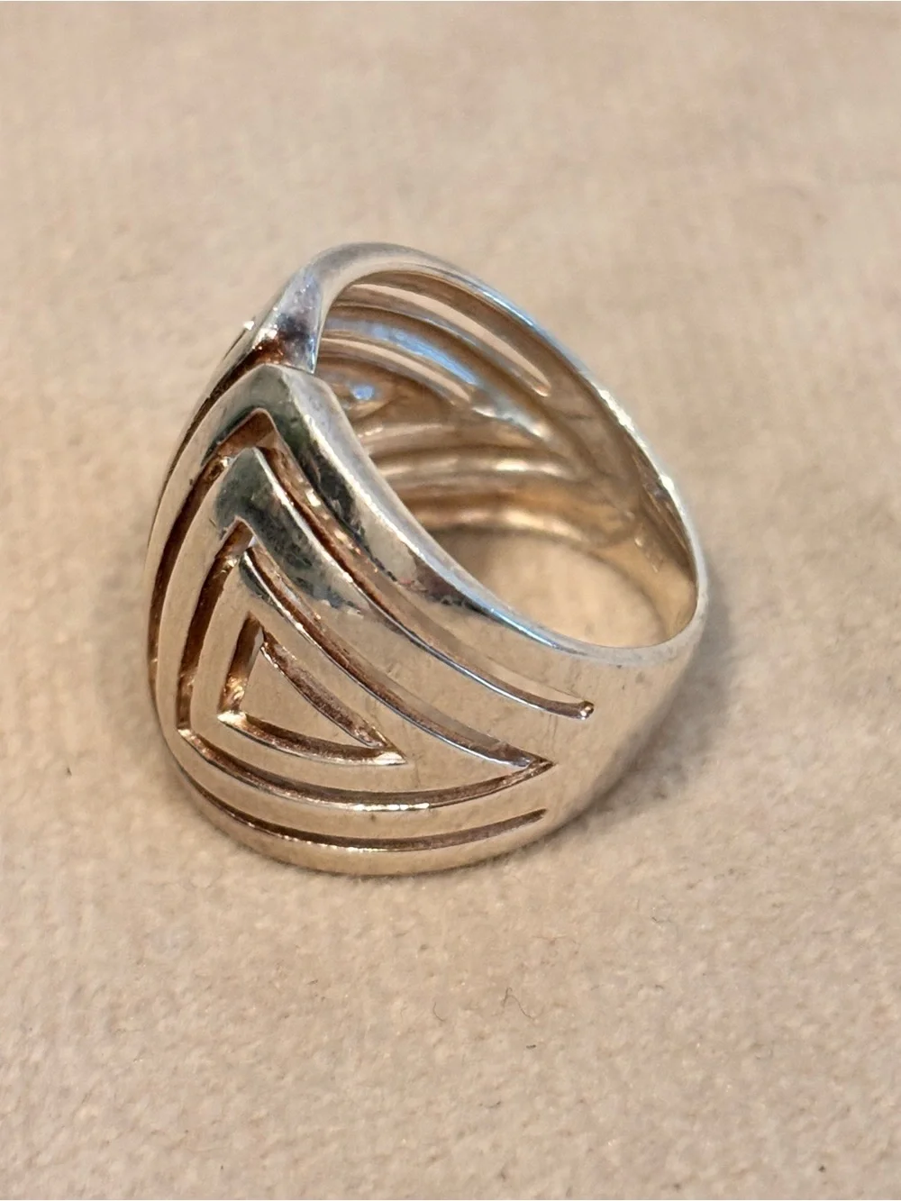 Vintage Designer 925 Sterling Silver  Geometric Statement Ring - Size 6.5-7